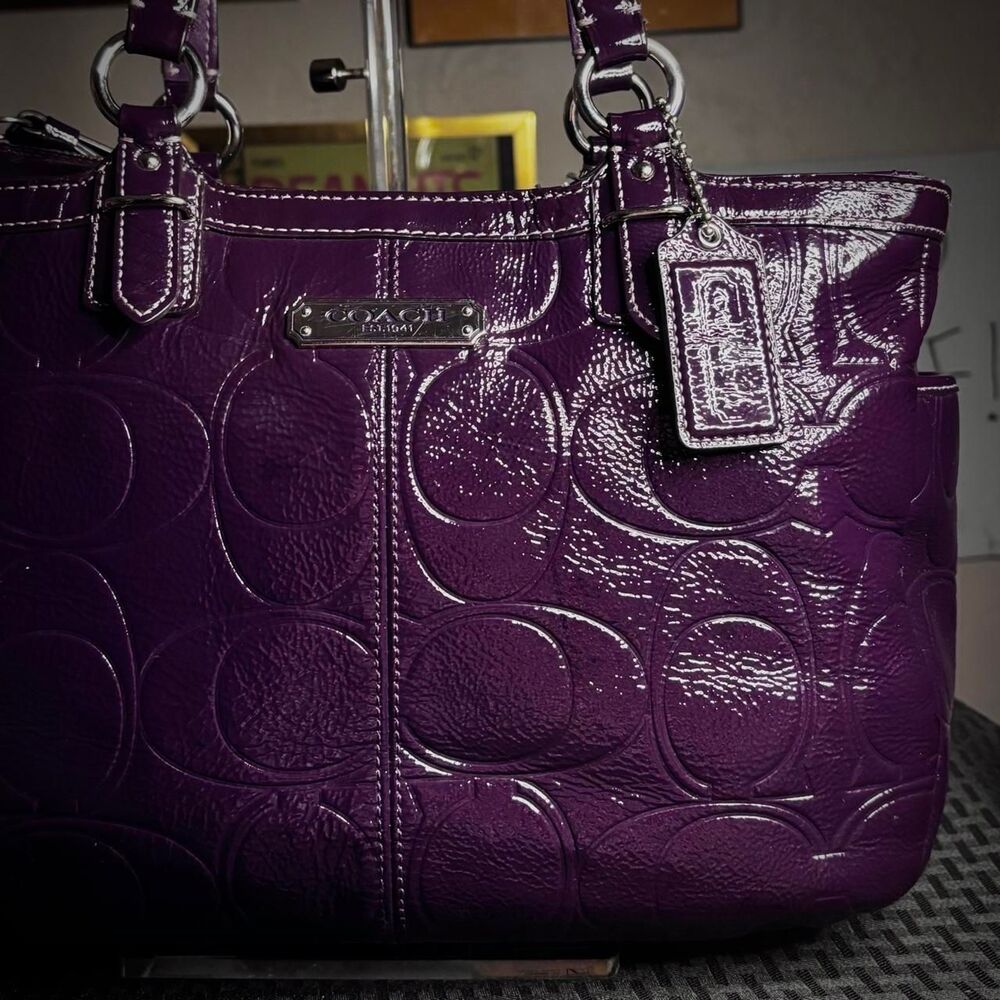 Coach Signature Embossed Patent Leather Gallery Tote (Style No. F19462)